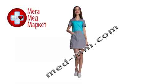 Купить Медицинский халат женский Сидней мятный/серый №82 цена, характеристики, отзывы